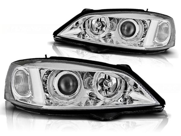 Scheinwerfer Angel Eyes für Opel Astra G Bj. 98-05 Chrom